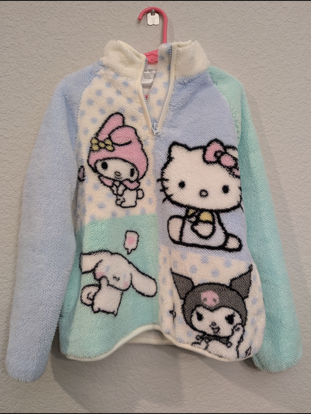 Hello Kitty Plush Zip-Up Jacket - Light Blue, Mint, Cream